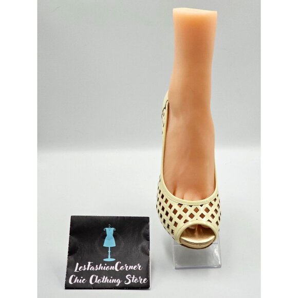 Lilly Pulitzer Women's Ivory Leather Resort Chic Basketweave Sandals Sz 8.5 2315 - Picture 15 of 16